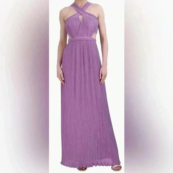 BNWT Crisscross Cut-Out pleated and lined long Gown - Picture 1 of 17